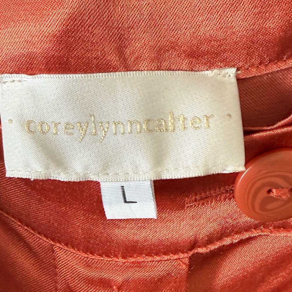 Anthropologie Corey Lynn Calter Petra Trousers silk wide leg pants coral orange - Picture 9 of 12